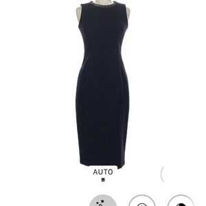 MaxMara Black Midi Dress with Embellished Neckline